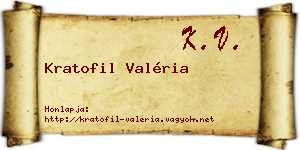 Kratofil Valéria névjegykártya
