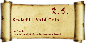 Kratofil Valéria névjegykártya